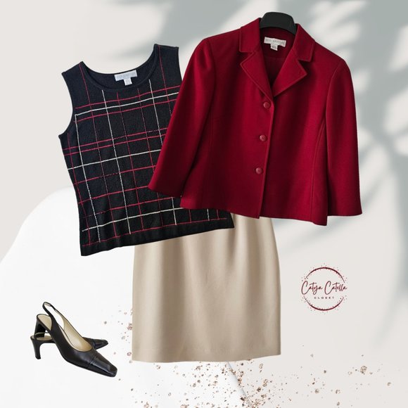 Petite Sophisticate Vintage Pencil Suit Skirt | NWT | 10P | Bone/Cream - Picture 8 of 16